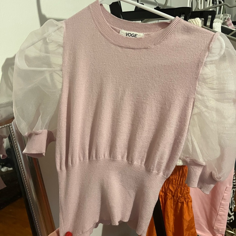 Purple puff sleeve blouse